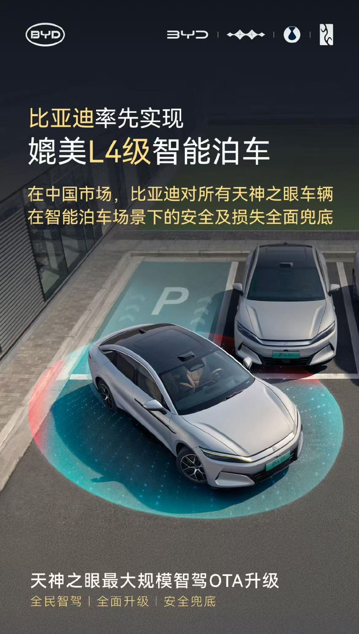 BYD announced that it has achieved intelligent parking comparable to L4 level, promising to provide safety coverage