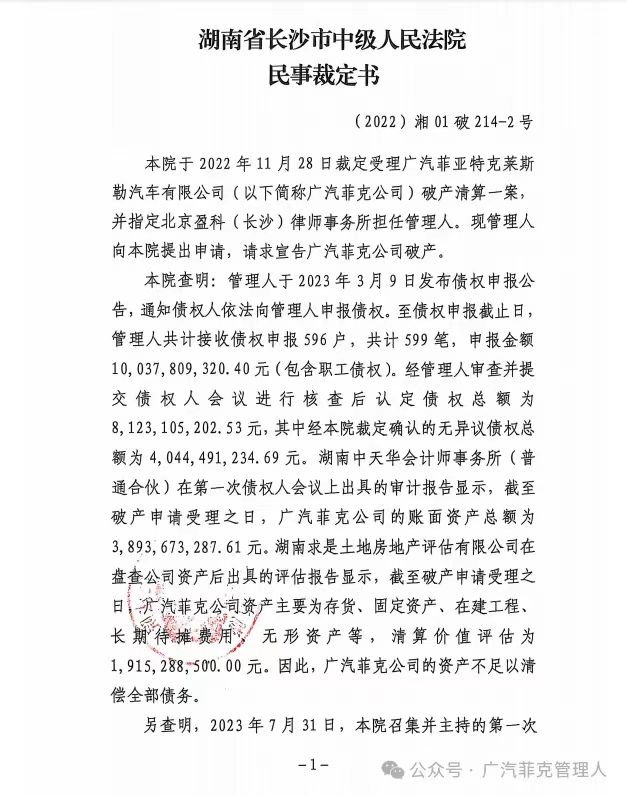 There is no possibility of reorganization, and GAC FCA declared bankruptcy!